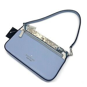 Kate Spade Leila Convertible Leather Mini Pachette Bag Snakeskin Blue